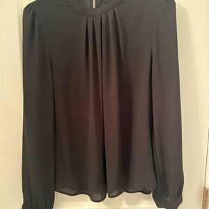 Forever 21 Black Long-sleeved Sheer Pleated Blouse Size Large
